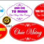 Bảng tên chúc mừng cắm lẵng hoa file VECTOR