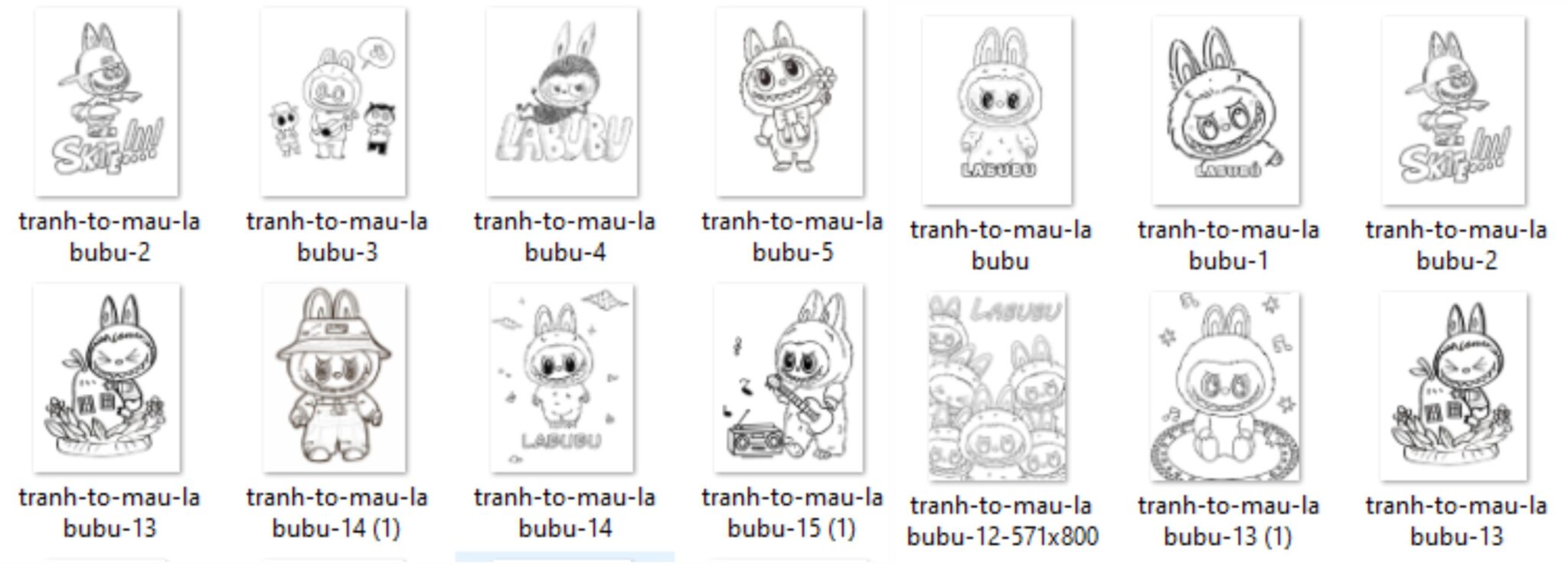 FILE Tranh Tô Màu Labubu 2024 - BỘ SƯU TẬP FILE TRANH TÔ MÀU LABUBU CHO ...